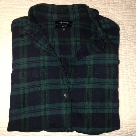 Madewell Tops - Madewell Plaid Button Up - Size L - Navy and Green